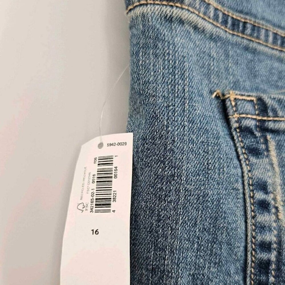 New Old Navy Standard Womens Stretch Jeans Sz 16 Crop Cuffed Distressed Straight - Picture 3 of 5